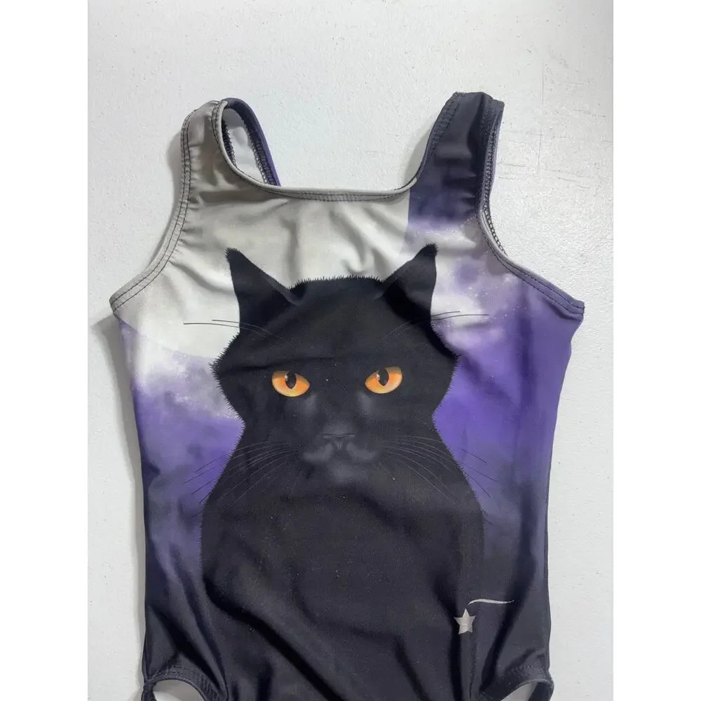 Destira Gymnastics Cat Leo Black and Purple Size Child XS